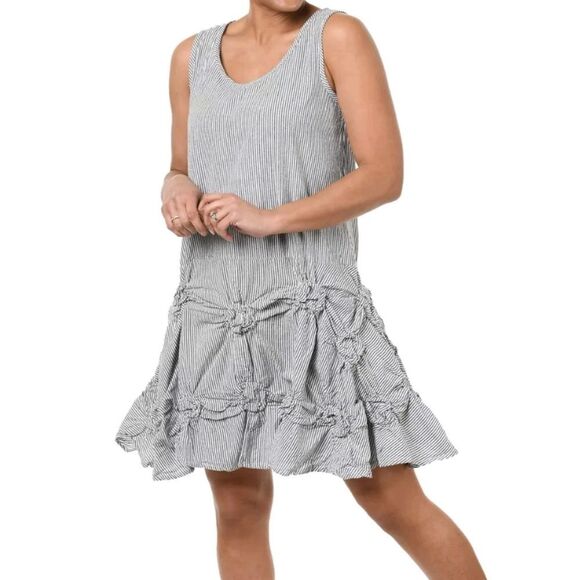 Tulip Matilda Tunic Dress Size Murphy Seersucker Stripe Coastal Lagenlook - Picture 1 of 12